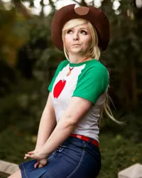 Size: 1080x1350 | Tagged: safe, derpibooru import, applejack, human, equestria girls, equestria girls series, clothes, cosplay, costume, cowboy hat, female, hat, image, irl, irl human, jpeg, liar face, photo, solo, solo female