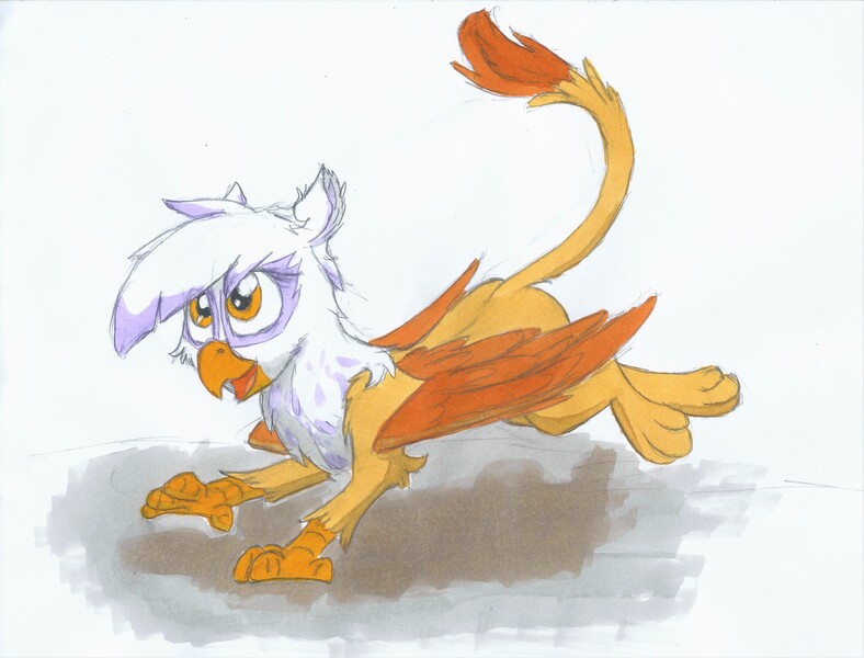 Size: 5977x4550 | Tagged: safe, artist:pzkratzer, derpibooru import, gilda, gryphon, eared griffon, image, jpeg, sketch, solo, traditional art