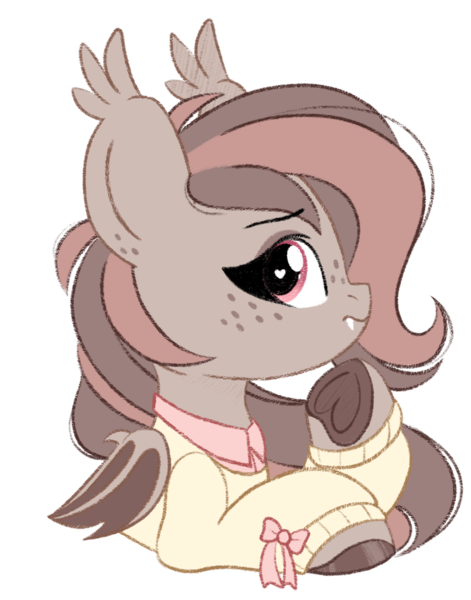 Size: 1213x1545 | Tagged: safe, artist:emberslament, derpibooru import, oc, oc:coffee break, unofficial characters only, bat pony, pony, bat pony oc, bat wings, clothes, cute, doodle, fangs, female, freckles, heart, heart eyes, image, mare, png, simple background, solo, sweater, transparent background, underhoof, wingding eyes, wings