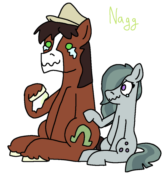 Size: 861x920 | Tagged: safe, artist:naggfruit, derpibooru import, marble pie, trouble shoes, comforting, crack shipping, crying, duo, female, g4, image, liquid pride, looking offscreen, male, marbleshoes, napkin, png, shipping, straight