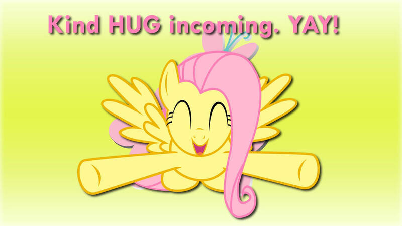 Size: 1024x576 | Tagged: safe, artist:barrfind, artist:loboguerrero, derpibooru import, fluttershy, pegasus, pony, eyes closed, female, image, incoming hug, jpeg, mare, wallpaper