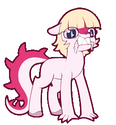 Size: 1750x1888 | Tagged: safe, artist:wild-thunder06, derpibooru import, ponified, pony, blonde, clothes, dinopony, female, foaming at the mouth, gif, i wani hug that gator, image, long tail, mia, rabies, solo, tail