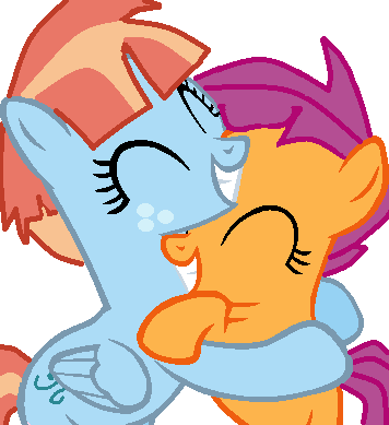 Size: 356x389 | Tagged: artist needed, safe, anonymous artist, artist:warriorcatsbluestar1, derpibooru import, scootaloo, windy whistles, pegasus, pony, ^^, adopted, adopted daughter, adopted offspring, alternate hairstyle, base used, cute, cutealoo, daaaaaaaaaaaw, dialogue in the description, duo, eyes closed, female, filly, foal, grin, happy, headcanon, headcanon in the description, hug, image, mare, mother and child, mother and daughter, png, scootadoption, scootalove, smiling, sweet dreams fuel, wholesome, windybetes