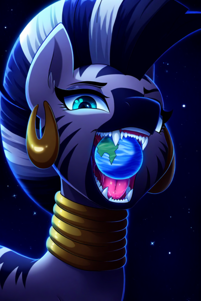 Size: 1024x1536 | Tagged: prompter needed, questionable, ai content, derpibooru import, machine learning generated, novelai, stable diffusion, zecora, pony, zebra, bust, close-up, female, giantess, giga, image, looking at you, macro, object vore, one eye, open mouth, planet, png, portrait, prompt in description, sharp teeth, solo, solo female, teeth, vore
