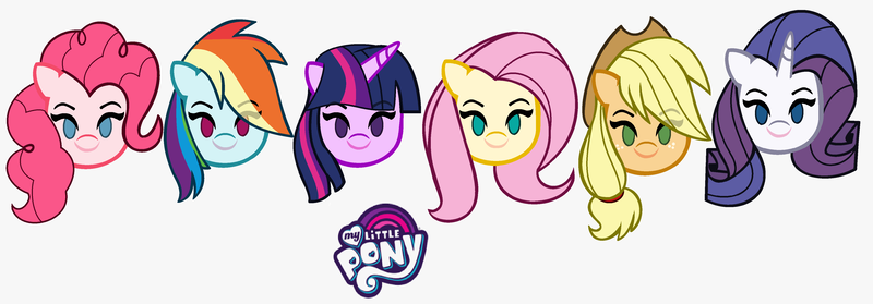 Size: 4176x1456 | Tagged: safe, artist:diva2623, derpibooru import, applejack, fluttershy, pinkie pie, rainbow dash, rarity, twilight sparkle, twilight sparkle (alicorn), alicorn, earth pony, pegasus, unicorn, emoji, female, g4, horn, image, mane six, my little pony logo, png, simple background, white background