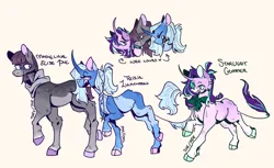 Size: 2014x1235 | Tagged: safe, artist:kinda-lost, derpibooru import, maud pie, starlight glimmer, trixie, classical unicorn, pony, unicorn, cloven hooves, coat markings, female, horn, image, leonine tail, lesbian, mare, png, polyamory, ship:mauxie, shipping, simple background, socks (coat marking), starmaud, startrix, trio, unshorn fetlocks, white background