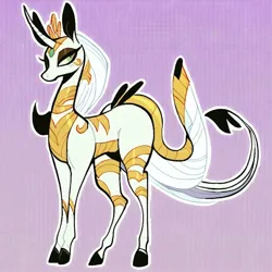 Size: 1024x1024 | Tagged: safe, ai content, derpibooru import, machine learning generated, prompter:stormblazer92, stable diffusion, hybrid, original species, unicorn, curved horn, generator:purplesmart.ai, hooves, horn, image, lyrian, multiple tails, png, quadrupedal, tail