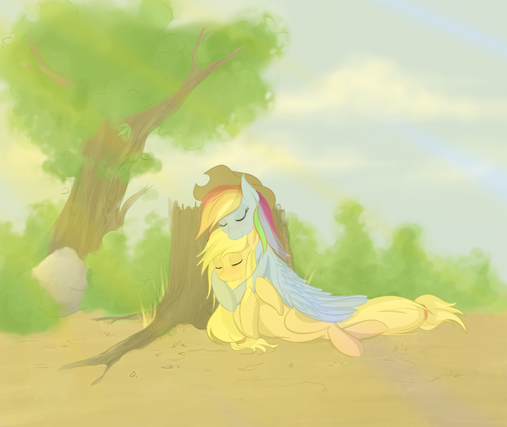 Size: 1063x894 | Tagged: artist needed, suggestive, derpibooru import, applejack, rainbow dash, aftercare, aftersex, appledash, cuddling, female, g4, image, jpeg, lesbian, shipping, story