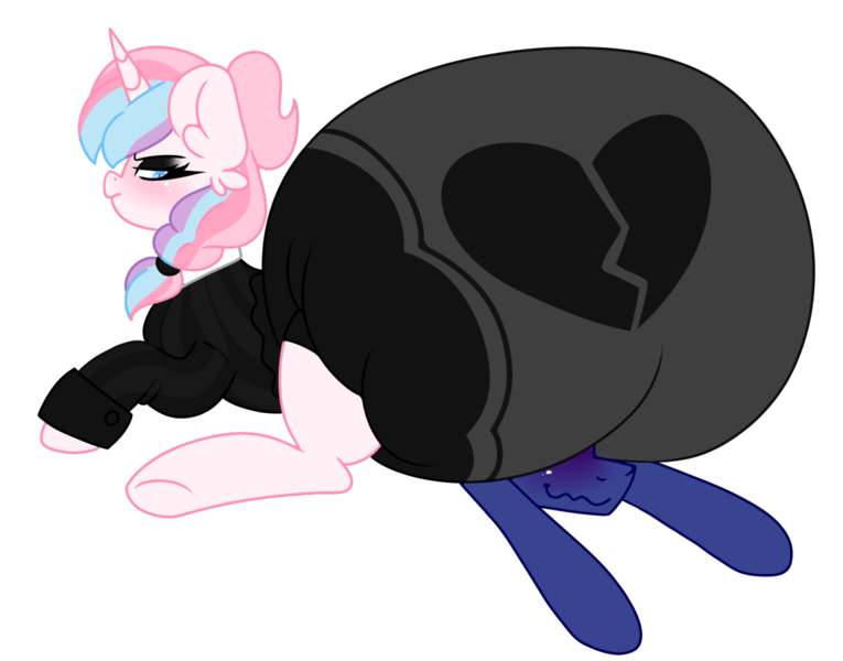 Size: 1153x904 | Tagged: suggestive, artist:ladylullabystar, derpibooru import, oc, unofficial characters only, pony, unicorn, ass, black diaper, black shirt, butt, clothes, diaper, diaper butt, diaper fetish, diapered, faceful of ass, facesitting, female, fetish, g4, horn, image, impossibly large diaper, mare, multicolored hair, multicolored mane, non-baby in diaper, pastel, pastel mane, png, poofy diaper, rear view, shirt, sweater