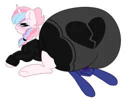 Size: 1153x904 | Tagged: suggestive, artist:ladylullabystar, derpibooru import, oc, unofficial characters only, pony, unicorn, ass, black diaper, black shirt, butt, clothes, diaper, diaper butt, diaper fetish, diapered, faceful of ass, facesitting, female, fetish, g4, horn, image, impossibly large diaper, mare, multicolored hair, multicolored mane, non-baby in diaper, pastel, pastel mane, png, poofy diaper, rear view, shirt, sweater