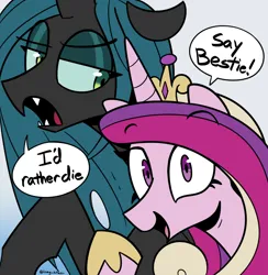 Size: 1286x1316 | Tagged: safe, artist:icey, derpibooru import, princess cadance, queen chrysalis, alicorn, changeling, image, png, selfie
