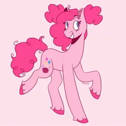 Size: 2048x2048 | Tagged: safe, artist:arriverse_, derpibooru import, pinkie pie, earth pony, pony, alternate design, female, grin, image, jpeg, mare, pink background, simple background, smiling, solo