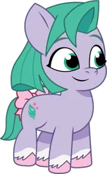 Size: 407x659 | Tagged: safe, artist:prixy05, derpibooru import, earth pony, pony, g5, my little pony: tell your tale, bow, female, filly, foal, image, mare, pippsqueaks, png, seashell (g5), simple background, solo, tail, tail bow, transparent background, vector