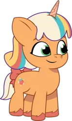 Size: 433x730 | Tagged: safe, artist:prixy05, derpibooru import, pony, unicorn, g5, my little pony: tell your tale, bow, female, filly, foal, horn, image, mare, peach fizz, pippsqueaks, png, simple background, solo, tail, tail bow, transparent background, vector