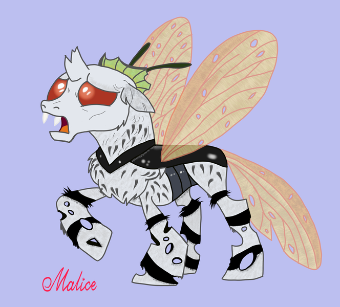 Size: 3100x2800 | Tagged: safe, artist:malice-may, derpibooru import, oc, oc:tarsus, butterfly, changeling, insect, moth, alchemist, alchemy, antagonist, butterfly wings, changeling oc, concave belly, fangs, g4, image, lanky, male, nervous, png, purple background, scared, shapeshifter, simple background, skinny, solo, tall, teeth, thin, wings