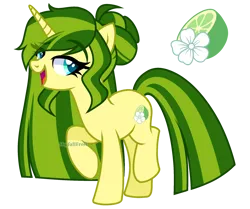 Size: 1990x1660 | Tagged: safe, artist:skyfallfrost, derpibooru import, oc, oc:lime blossom, unofficial characters only, pony, unicorn, female, horn, image, mare, png, simple background, solo, transparent background