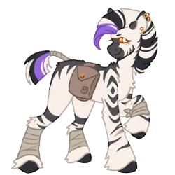 Size: 1000x1000 | Tagged: safe, artist:kazmuun, derpibooru import, oc, unofficial characters only, zebra, bag, image, png, saddle bag, simple background, solo, transparent background