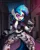 Size: 4300x5368 | Tagged: safe, artist:felixf, derpibooru import, vinyl scratch, anthro, undead, unicorn, vampire, vampony, breasts, busty vinyl scratch, cleavage, clothes, ear piercing, electricity, female, fingerless gloves, gloves, horn, image, piercing, png, solo, solo female, vampire the masquerade