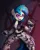Size: 4300x5368 | Tagged: safe, alternate version, artist:felixf, derpibooru import, vinyl scratch, anthro, undead, unicorn, vampire, vampony, breasts, busty vinyl scratch, cleavage, clothes, ear piercing, electricity, female, fingerless gloves, gloves, horn, image, piercing, png, solo, vampire the masquerade