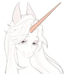 Size: 1973x2281 | Tagged: safe, artist:ruru_01, derpibooru import, oc, unofficial characters only, pony, unicorn, golden horn, horn, image, long hair, long mane, looking at someone, png, smiling, solo