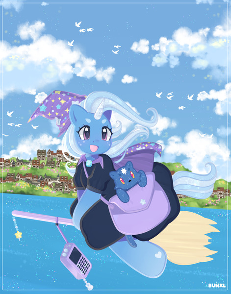 Size: 2048x2608 | Tagged: safe, artist:bunxl, derpibooru import, trixie, bear, ursa, ursa minor, image, jpeg, kiki's delivery service, ocean, remake, water