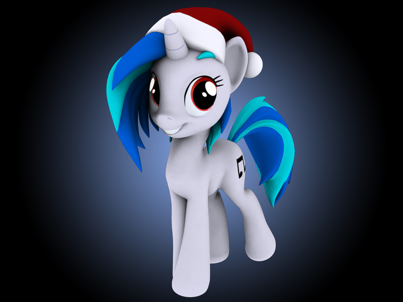 Size: 1200x900 | Tagged: safe, artist:hashbro, derpibooru import, vinyl scratch, pony, 3d, christmas, female, g4, happy holidays, hat, holiday, image, jpeg, santa hat, solo