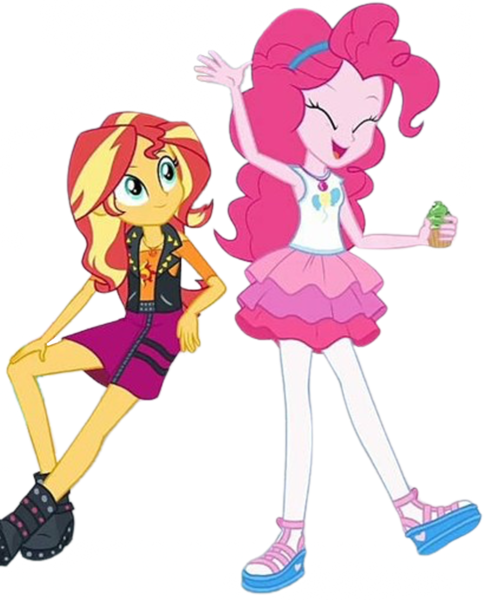 Size: 2032x2520 | Tagged: safe, derpibooru import, edit, edited screencap, editor:homersimpson1983, screencap, pinkie pie, sunset shimmer, human, equestria girls, background removed, female, food, g4, image, not a vector, png