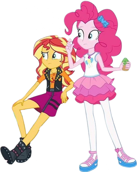 Size: 2008x2520 | Tagged: safe, derpibooru import, edit, edited screencap, editor:homersimpson1983, screencap, pinkie pie, sunset shimmer, human, equestria girls, background removed, female, food, g4, image, not a vector, png