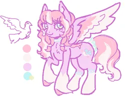 Size: 452x357 | Tagged: safe, artist:junniepiepoopop, derpibooru import, oc, oc:angel dove, pegasus, pony, blue eyes, chest fluff, clothes, coat markings, color palette, colored hooves, colored pinnae, colored wings, colored wingtips, curly mane, curly tail, eye clipping through hair, eyebrows, eyebrows visible through hair, eyelashes, female, frilly socks, image, long mane, long socks, long tail, looking back, mare, multicolored wings, pegasus oc, pink mane, pink tail, png, purple coat, raffle, raised hoof, simple background, smiling, socks, socks (coat marking), solo, spread wings, standing, tail, tied mane, tied tail, two toned mane, two toned tail, unshorn fetlocks, white background, wings