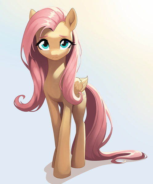 Size: 2159x2608 | Tagged: safe, artist:sierraex, derpibooru import, fluttershy, pegasus, pony, female, full body, g4, gradient background, high res, image, mare, png, solo