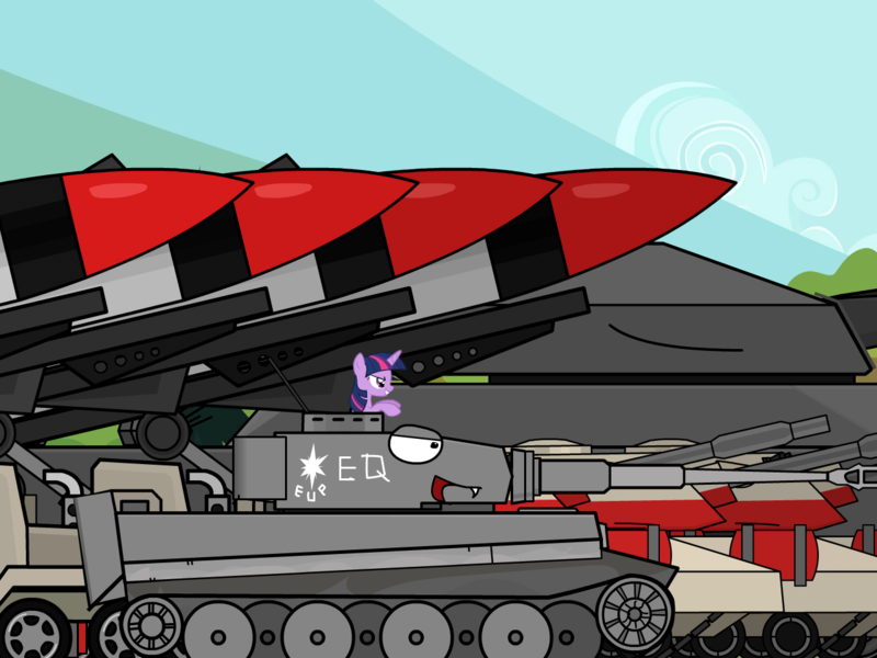 Size: 1280x960 | Tagged: safe, artist:migesanwu, derpibooru import, twilight sparkle, twilight sparkle (alicorn), alicorn, command and conquer, image, laughing, png, tank (vehicle), tiger (tank)