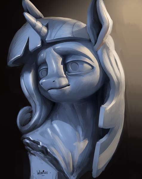 Size: 3054x3852 | Tagged: safe, artist:winpuss, derpibooru import, twilight sparkle, pony, unicorn, bust, female, g4, horn, image, jpeg, mare, solo, statue