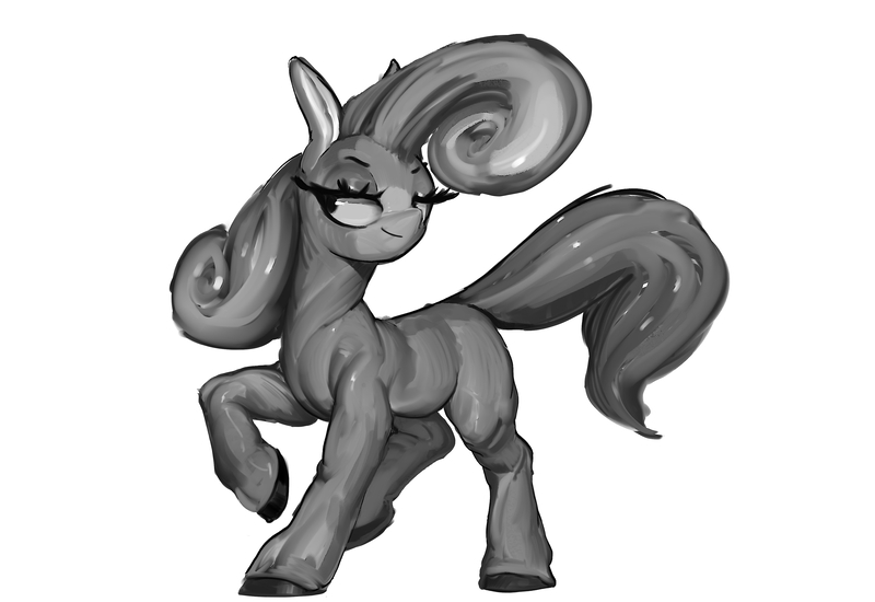 Size: 3852x2650 | Tagged: safe, artist:winpuss, derpibooru import, oc, unofficial characters only, earth pony, pony, black and white, female, grayscale, image, jpeg, mare, monochrome, simple background, white background