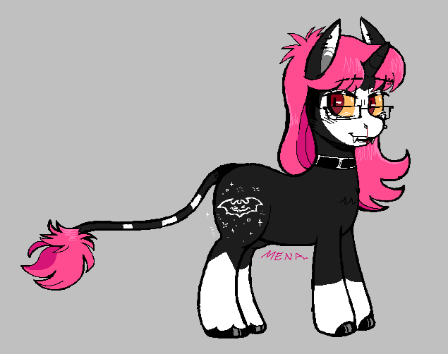 Size: 635x502 | Tagged: safe, artist:dsstoner, derpibooru import, oc, unofficial characters only, pony, undead, unicorn, vampire, vampony, blood, choker, fangs, female, glasses, horn, image, leonine tail, mare, nosebleed, png, tail