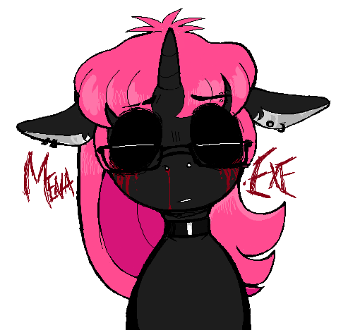Size: 493x468 | Tagged: safe, artist:dsstoner, derpibooru import, oc, unofficial characters only, pony, undead, unicorn, vampire, vampony, .exe, blood, choker, crying, female, glasses, horn, image, mare, nosebleed, piercing, png, tears of blood