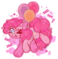 Size: 828x835 | Tagged: safe, artist:browniiponii, derpibooru import, pinkie pie, earth pony, pony, balloon, chibi, female, g4, image, png, simple background, solo, transparent background