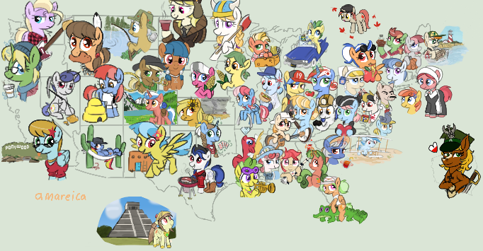 Size: 682x355 | Tagged: safe, anonymous artist, artist:kleyime, artist:truthormare, ponerpics import, march gustysnows, oc, oc:tailcoatl, ponified, crocodile, earth pony, pegasus, pony, scorpion, unicorn, /bale/, adobe, aggie.io, alabama, alcohol, amish, arizona, arkansas, axe, bandana, banjo, barbeque, beanie, beehive, beer, boat, braid, cactus, cadillac, california, canada, carl brutananadilewski, cheese, chicago, chicago cubs, chicago dog, coal, coca-cola, coffee, colorado, connecticut, corn, cross necklace, delaware, delaware blue hen, diamond, electric guitar, feather, fishing, fishing rod, flannel, flannel shirt, florida, flower, food, gateway arch, georgia, glasses, gold, guitar, hammock, hat, heart, helmet, hex sign, hiking, hollywood, horned helmet, idaho, illinois, image, indiana, iowa, kansas, kentucky, keystone, lasso, lighthouse, lobster trap, louisiana, maine, maple leaf, mardi gras, maryland, massachusetts, meat, mexico, michigan, miner, mining helmet, minnesota, mississippi, missouri, montana, mormon, musical instrument, native american, nebraska, nevada, new hampshire, new jersey, new mexico, new york, nez perce, north carolina, north dakota, nutmeg, ohio, oklahoma, old bay seasoning, oregon, pennsylvania, pickaxe, pilgrim outfit, pizza, playing card, png, poland, ponytail, potato, pumpkin, pyramid, racing suit, resonator guitar, rhode island, rocket, rope, south carolina, south dakota, southern belle, spatula, steak, straw hat, sunflower, sunglasses, sweet tea, sword, syrup, tennessee, texas, tomato, tornado, tricorne, trumpet, utah, valley girl, vermont, vernors, viking helmet, virginia, washington, weapon, west virginia, wisconsin, wright flyer, wyoming