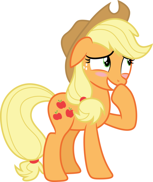 Size: 3000x3555 | Tagged: safe, artist:cloudy glow, derpibooru import, applejack, a trivial pursuit, blushing, image, png, simple background, solo, transparent background, vector