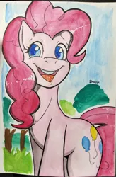 Size: 2605x3972 | Tagged: safe, derpibooru import, pinkie pie, etsy, image, jpeg, solo, traditional art, watercolor painting