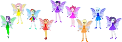 Size: 3991x1391 | Tagged: safe, artist:invisibleink, artist:tylerajohnson352, derpibooru import, applejack, fluttershy, pinkie pie, rainbow dash, rarity, starlight glimmer, sunset shimmer, trixie, twilight sparkle, fairy, equestria girls, fairy wings, g4, image, png, wings