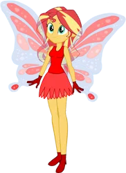 Size: 1151x1578 | Tagged: safe, artist:invisibleink, artist:tylerajohnson352, derpibooru import, sunset shimmer, fairy, equestria girls, beautiful, clothes, dress, g4, gloves, image, png, wings