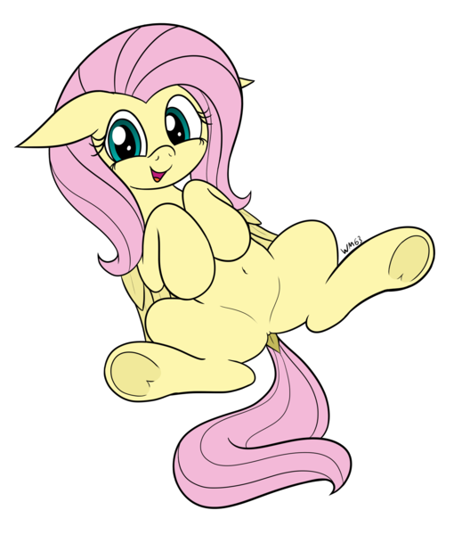 Size: 1699x1932 | Tagged: safe, artist:wapamario63, derpibooru import, fluttershy, pegasus, pony, belly button, colored, cute, dock, ears, female, flat colors, floppy ears, g4, image, looking at you, lying down, mare, on back, open mouth, open smile, png, shyabetes, simple background, smiling, smiling at you, solo, tail, transparent background, underhoof, wings