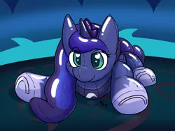 Size: 1600x1200 | Tagged: safe, artist:ponballoon, derpibooru import, princess luna, alicorn, inflatable pony, pooltoy pony, female, image, indoors, inflatable, inflatable toy, lying down, png, pool toy, shiny, solo