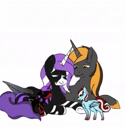 Size: 999x1024 | Tagged: safe, artist:dawn, derpibooru import, oc, oc:kayla kiss, oc:lunar eclipse, oc:midnight kiss, oc:nettle kiss, pony, family photo, foal, image, jpeg