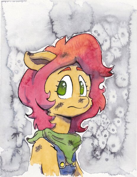 Size: 973x1262 | Tagged: safe, artist:lost marbles, artist:oxfordinaryart, derpibooru import, oc, pony, clothes, coal, female, image, jpeg, mare, solo, traditional art, watercolor painting