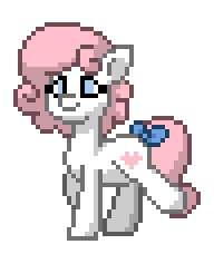 Size: 192x228 | Tagged: safe, derpibooru import, sundance, earth pony, pony, pony town, g1, animated, bow, checkered background, female, g1 to g4, g4, generation leap, gif, image, pixel art, shy, simple background, smiling, solo, tail, tail bow, transparent background, trotting, walking