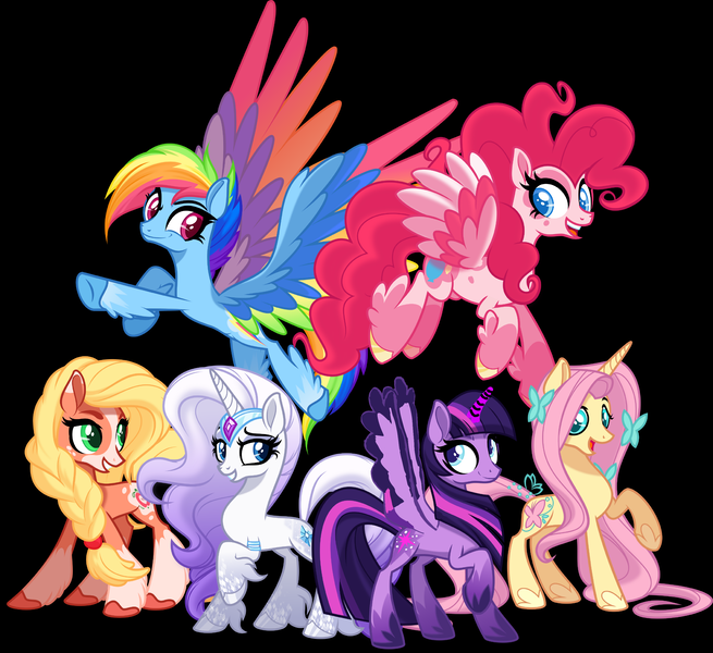 Size: 2713x2487 | Tagged: safe, derpibooru import, edit, applejack, fluttershy, pinkie pie, rainbow dash, rarity, twilight sparkle, twilight sparkle (alicorn), alicorn, earth pony, pegasus, pony, unicorn, absurd resolution, alternate design, applejack (g5 concept leak), blaze (coat marking), braid, coat markings, colored pupils, colored wings, colored wingtips, cute, earth pony twilight, facial markings, feathered fetlocks, female, fluttershy (g5 concept leak), flying, g4, g5 concept leak style, g5 concept leaks, gradient mane, hooves, horn, image, leg fluff, lidded eyes, long mane, mane six, mare, multicolored wings, open mouth, pegasus pinkie pie, pinkie pie (g5 concept leak), png, race swap, rainbow dash (g5 concept leak), rainbow wings, raised hoof, rarity (g5 concept leak), remake, simple background, smiling, smirk, socks (coat marking), transparent background, twilight sparkle (g5 concept leak), twitterina design, unicorn fluttershy, unshorn fetlocks, wings