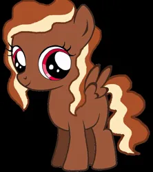 Size: 841x949 | Tagged: safe, artist:katiegirlsforever, derpibooru import, oc, oc:chocolate soufflette, pegasus, pony, black background, brown coat, cute, female, filly, foal, g4, horn, image, jpeg, multicolored hair, multicolored mane, multicolored tail, ocbetes, pegasus oc, red eyes, simple background, smiling, solo, tail, wings
