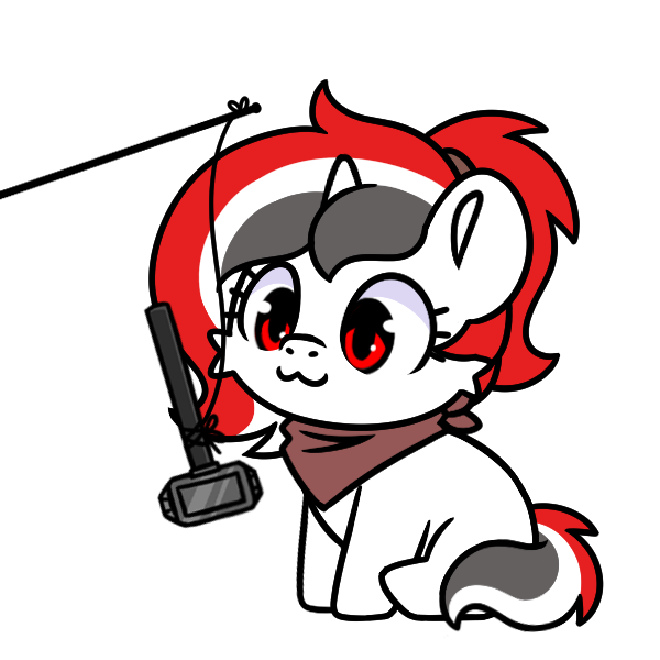 Size: 600x600 | Tagged: safe, artist:sugar morning, derpibooru import, oc, oc:red rocket, unofficial characters only, unicorn, bandana, commission, cute, hammer, horn, image, png, simple background, sledgehammer, smol, solo, transparent background, ych result