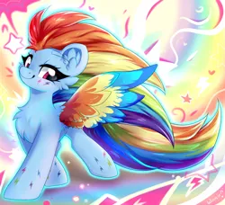 Size: 1600x1458 | Tagged: safe, artist:woonborg, derpibooru import, rainbow dash, pegasus, pony, body markings, chest fluff, ear fluff, image, jpeg, rainbow power